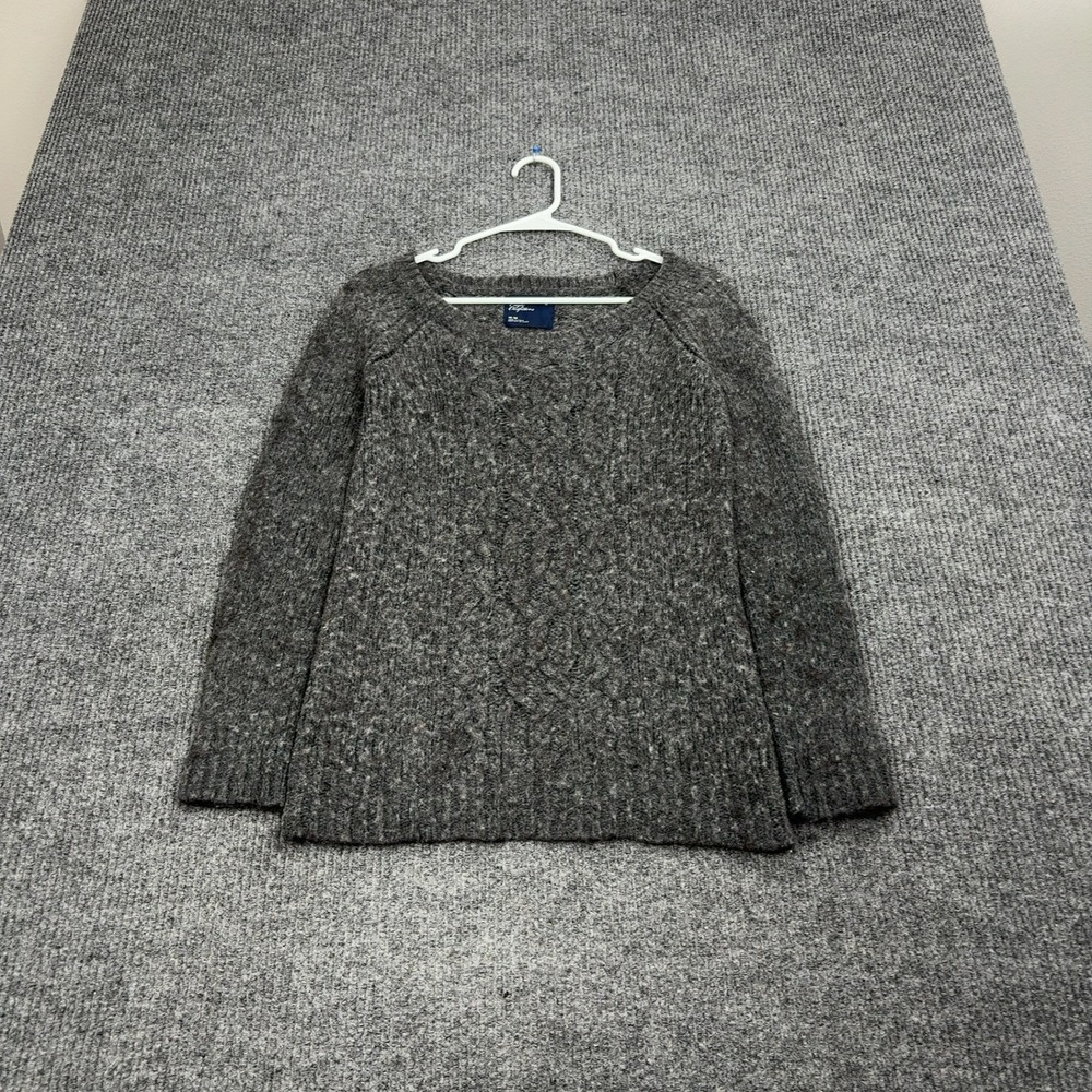 American Eagle Sweater Womens M Gray Wool Alpaca Blend Cable Knit Cozy Marled